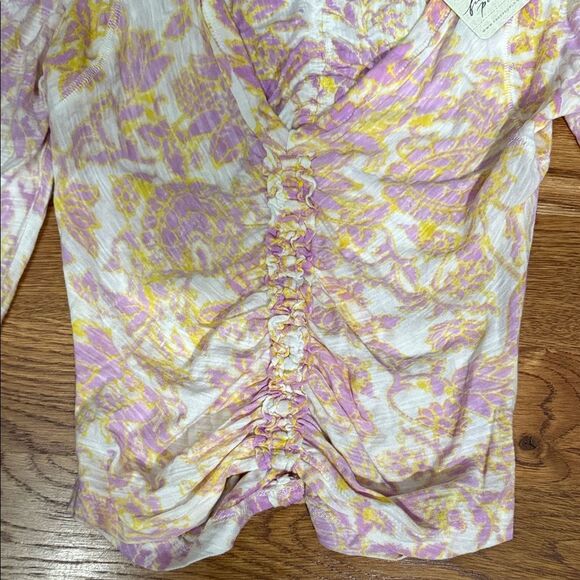 Free People Floral Cropped Ruched Women's Top size XS - Picture 4 of 14